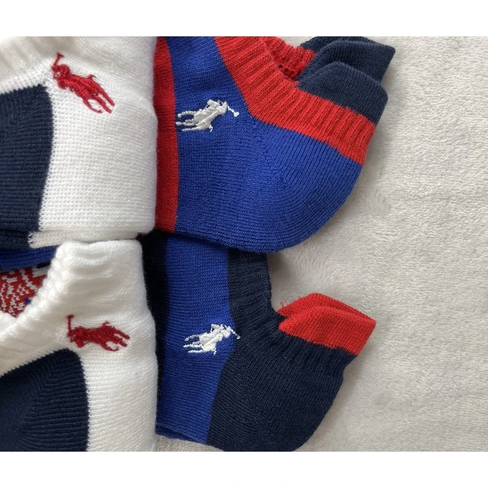 Polo Ralph Lauren 6 Pairs Socks Men 10-13 Multicolor Low Cut Tab Performances